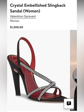NIB 38 Valentino Garavani Black Crystal Embellished Slingback Sandal Heel $1,300